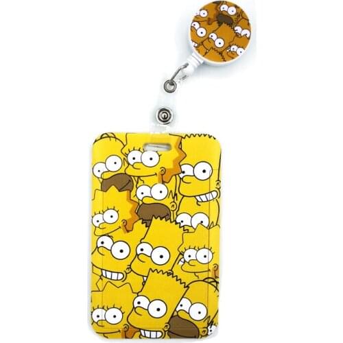 Yellow Funny Cartoon Characters Cartoon Cute Credit Card Holder Lanyard Kid Student Badge Reel ID Name Bus Card Badge Holder