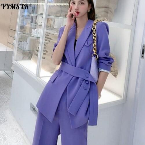Temperament Suit Wide-leg Pants 2-piece Professional Womens Spring and Autumn 2021 Loose Ladies Jacket Casual Trousers