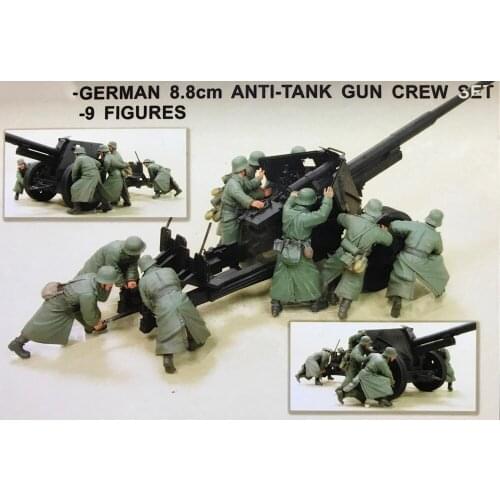 1/35 Uncolor 8.8cm Anti-Tank man crew - 9 Figures toy Resin Model Miniature Kit unassembly Unpainted