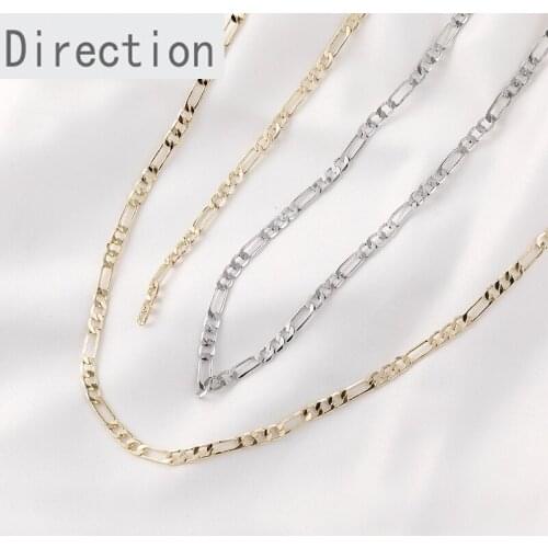 14k bag gold bright long flat chain necklace bracelet ear chain accessories diy hand jewelry loose chain material (1 meter)