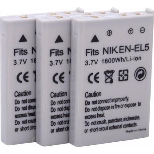 3pcs EN-EL5 3.7v 1800mAh camera battery EN EL5 ENEL5 For NIKON Coolpix 3700 4200 P5000 5200 5900 7900 S10 P3 P4+wholesale