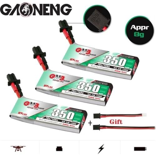 3PCS/SET GNB for RC Racing Drone DIY Accessories Replacement Spare Parts HV Lipo Battery 3.8V 350mAh 70C 1S WIth GNB27 Plug