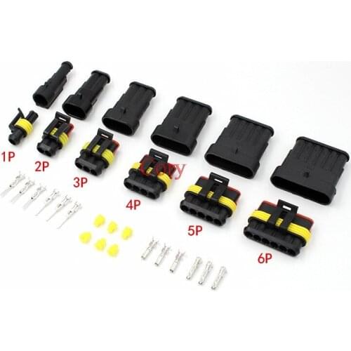 5 sets Kit 1/2/3/4/5/6 pins AMP 1.5 male and female Plug Automotive waterproof Car Connectors 0.5-1.5mm2 CZYC