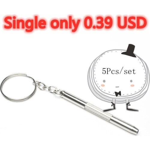 5PCS/Set Stainless steel Eyeglass Screwdriver Set sunglasses glasses cellphone watch repair keychain screwdriver tool