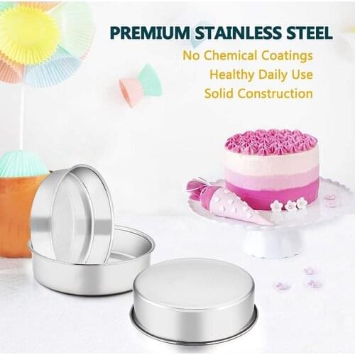 6 Inch Round Cake Tin for Baking Stainless Steel Layer Cake Tins Pans Set of 3 Mini Cake Bakeware Set Detachable Base