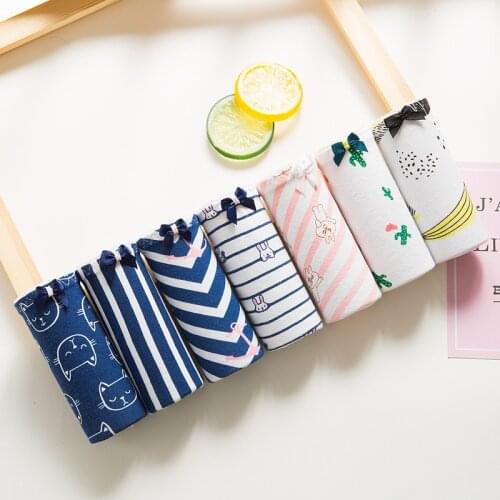 7 Pcs/lot Cotton Panties Womens Sexy Underwear Print Briefs Lingeries Underpant Calcinhas Girls Panty Seamless Ladies Panties