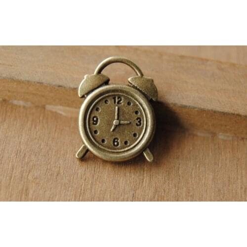 8 pcs Bronze Small alarm clock alloy bead Charms Pendant DIY Metal Bracelet Necklace Jewelry Findings A227