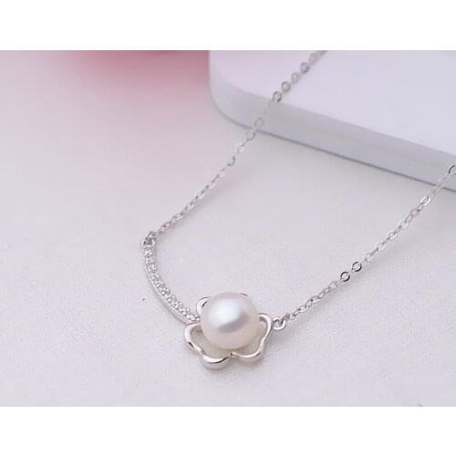 QIAOBEIGE DIY accessories exquisite S925 sterling silver pearl pendant pearl necklace pendant Korean 45cm 18inches