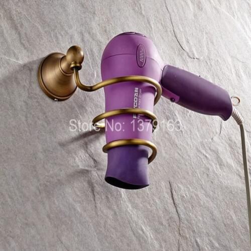 Antique Brass Hair Dryer Holder Wall Mounted Dryer Holder Bathroom Accessories Bath Hardware aba144