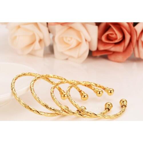 Bangrui Small Bangle for Girls/Baby Gold Color Charm Beads Bracelet Small Jewelry Child Party Gifts