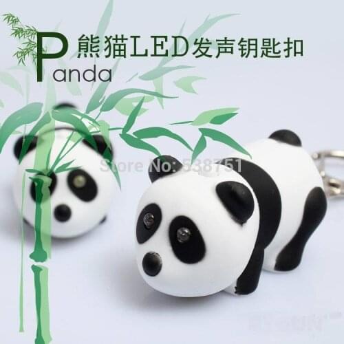 FREE SHIPPING by FEDEX 100pcs/lot Wholesale 3D LED Animal Panda Keychain LED promotion keyring with Sound
