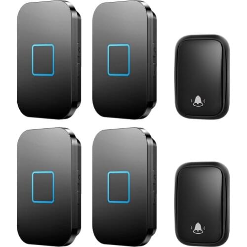 CACAZI Home Wireless Self-powered Doorbell 2 Button 4 receiver Waterproof No Battery US EU UK Plug Intelligent Cordless Doorbell