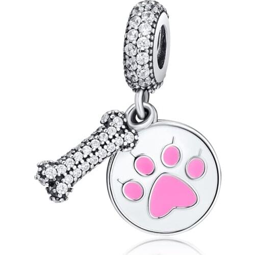 Fandola Fits Pandora Bracelets I Love My Dog Charms 100% 925 Sterling Silver Metal Beads for Jewelry Making Accessories