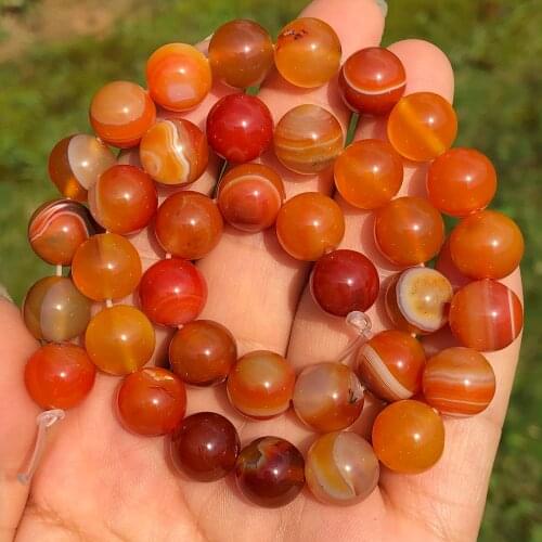 Natural Orange Striped Sardonyx Agates Onyx Stone Beads Loose Spacer Beads For Jewelry Making Diy Bracelet Necklace 4/6/8/10MM