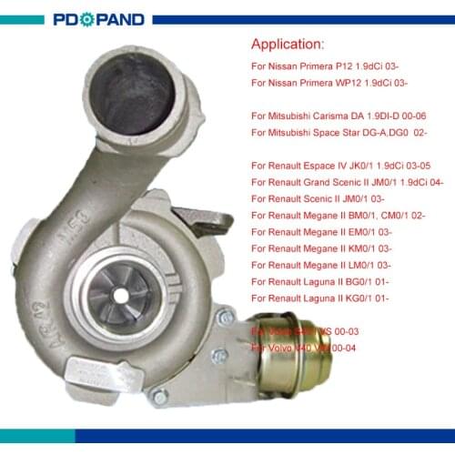 Motor turbocharger part GT1749V for MITSUBISHI Carisma Space Star 1.9L F9Q MW30623801 708639-5010S 708639-5007S 708639-5008S