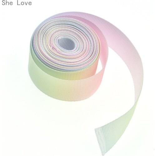 Chzimade 5 Yards Rainbow Gradient Grosgrain Ribbon Handmade Fashionable Festival Party Home Decoration