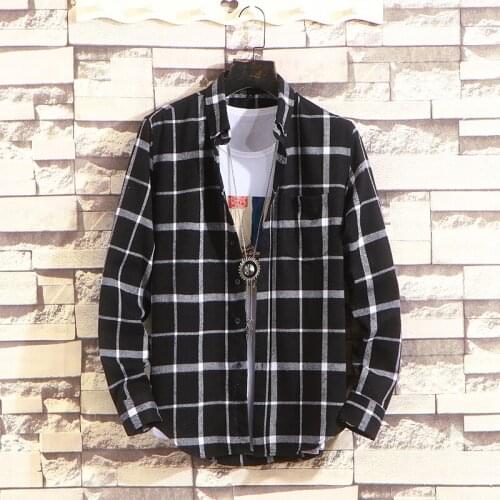 Branded Mens clothing Plaid Shirt 2021 New Spring Autumn Men Casual Shirts Long Sleeve Male Check Shirts for men Korean Shirts