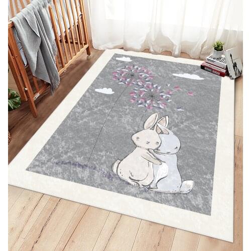 Rabbit carpet childrens room carpet play mat educational cloudy living room