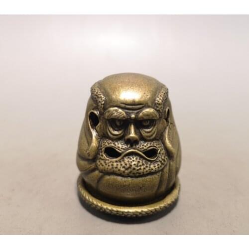 China Collect Copper Sculpture Buddhas Head SandalWood Incense Burner Metal Crafts Home Decoration