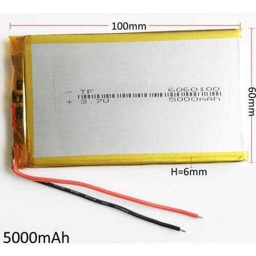 3.7V 5000mAh 6060100 Polymer Lithium LiPo Rechargeable Battery For GPS PSP DVD PAD e-book tablet pc power bank Laptop mobile