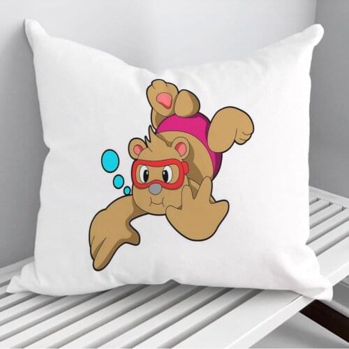 Bear Swimming Throw Pillows Cushion Cover On Sofa Home Decor 45*45cm 40*40cm Gift Pillowcase Cojines Dropshipping
