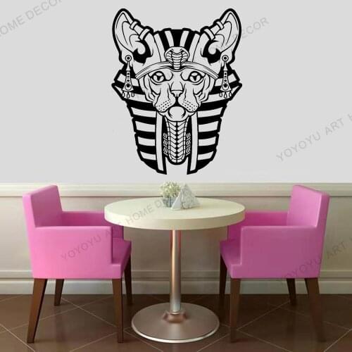 Cute Sphynx Cat Wall Stickers Egyptian Pharaoh Vinyl Decal Ancient Egypt Mural For Mordern Living Room Removable Decor JC121