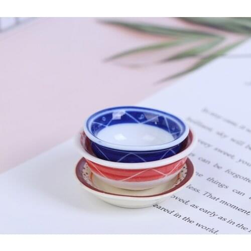Dollhouse Mini Ceramics Tableware Vegetable Bowl Rice Bowl Doll Kitchen Furniture Toys For Baby Kids