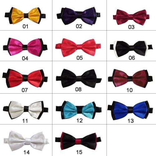Fashion new mens solid color bow tie polyester pre-tied tie wedding party business tie 15 color bow tie