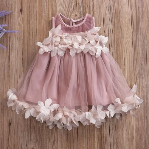 Fashion Lovely Girl Dress Adorable Kids Baby Girl Tutu Tulle Lace Dress Bridesmaid Petal Party Formal 0-7Y