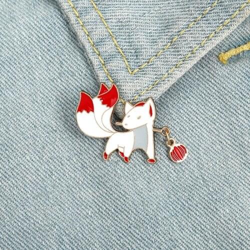 Cartoon fashion cute enamel fox Brooches pin for women Animal badge jewelry wholesale