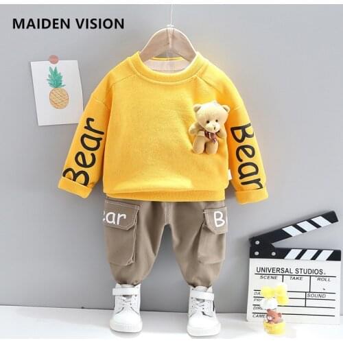 New spring Kid Boy Girl Clothing Casual Tracksuit Long Sleeve Cartoons Little bear Sets Infant Clothes Baby Pants 1 2 3 4 5Years
