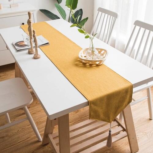 Plain color linen table runner dust proof cabinet cover dinning room tablecloth cover for tea table cover