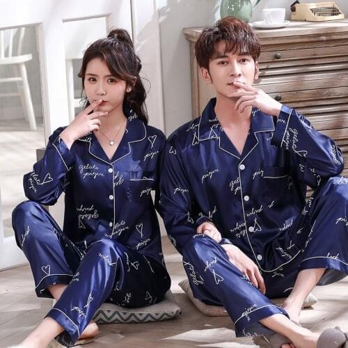 Luxury Mens Summer Silk Casual Pajama Sets Couple Womens Sleepwear pajamas Lovers Sleepwear Home Pijama Loungewear