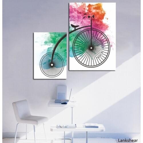 Modern Abstract Bicycle Posters Waterecolor Pictures Wall Art Canvas Print Paintings On The Wall Home Decoration For Living Room