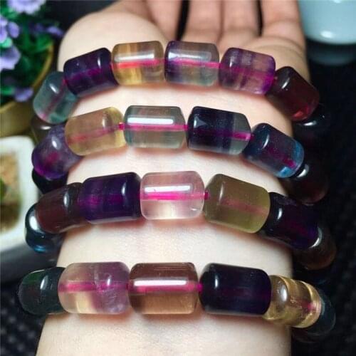 Natural Colorful healing Quartz Bracelet 8*12mm Clear Barrel Beads Rare Women Men Jewelry Love Gift