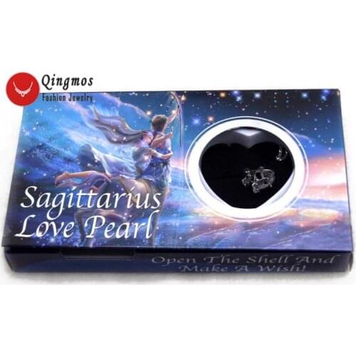Qingmos Constellation Gift Sagittarius One Box Wish Pearl Pendant Chokers Necklace for Women & Oyster Love Pearl Necklace-w3640