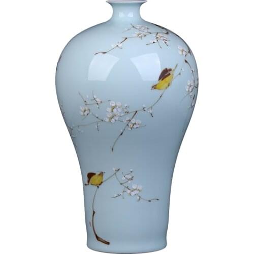 Hand painted plum and bird vase handmade Jingdezhen antique porcelain