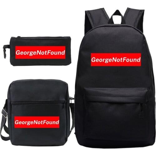 GeorgeNotFound Print Students Backpack Teenager Girls Boys Backpack Mochilas GeorgeNotFound School Bag with Shoulder Bag+pen Bag