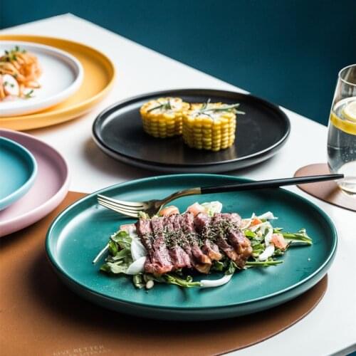 Northern European Creative Pizza Plate Household Ceramic Dish Western Food Plate Steak Plate Breakfast Plate Round Flat Plate