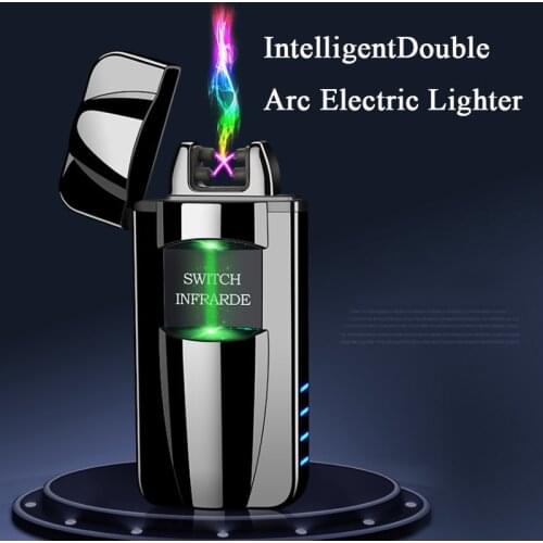 USB Dual Arc Smart Charging Induction Lighter Metal Windproof Car Shape Cigarette Lighter Cigarette Accessories