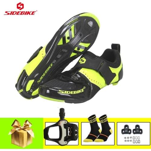 SIDEBIKE Road Bike Shoes Add Pedals Carbon Fiber Triathlon Sapatilha Ciclismo Cycling Shoes Breathable Self-locking Bicycle Shoe