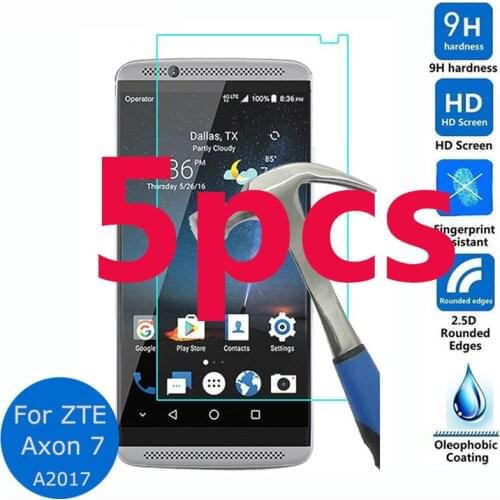 5Pcs For ZTE Axon 7 Screen Protector LCD Tempered Glass HD On Axon7 A2017 / 5.5 inch Protective Film pelicula de vidro Saver