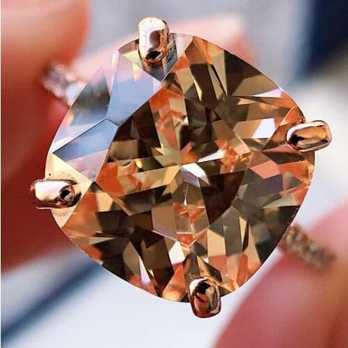 Female Fashion Elegant Cubic Zirconia 925 Sterling Silver Ring Rose Gold Color Crystal For Women Engagement Wedding Jewelry