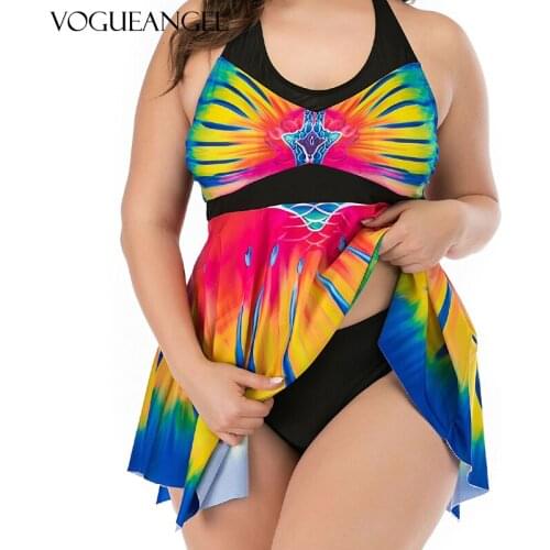 Swimwear Women Oversized Conservative Printed Split Two-piece Swimsuit Women Plus Size L-5XL Push Up Large Size Beachwear