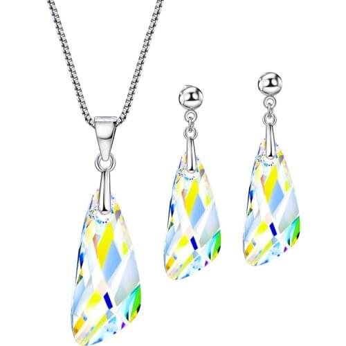 BAFFIN Wing Pendant Jewelry Sets Crystals From Swarovski Transparent Silver Color Necklaces Dangle Earrings Wedding For Women