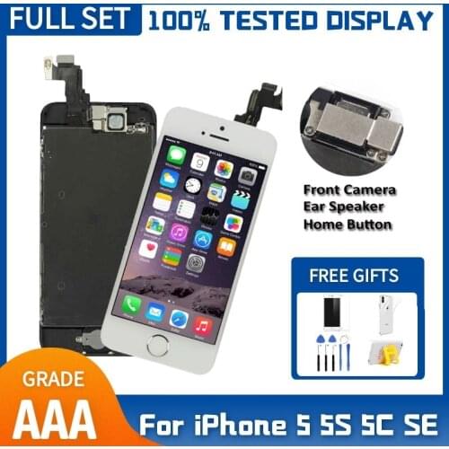 AAA LCD Full Set Assembly For iPhone 5 5C 5S SE Touch Glass Display LCD Digitizer Replacement+Front Camera+Earpiece A1457 A1528