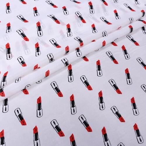 1 Meter Lip Stick Printed Silk Crepe Shirt Dress Skirt Clothing Fabric