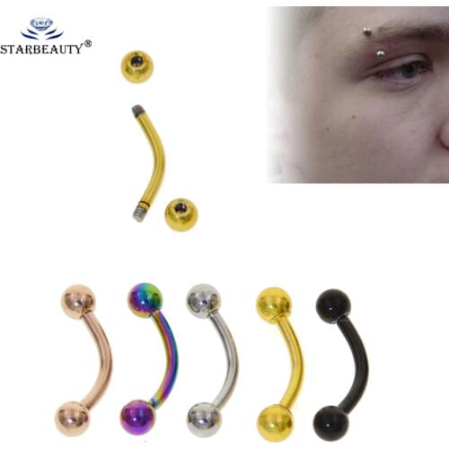 1Pc High Quality 316L Stainless Steel Bites Piercing 16g 3mm Ball Curved Eyebrow Ear Cartilage Helix Piercing Ring Body Jewelry