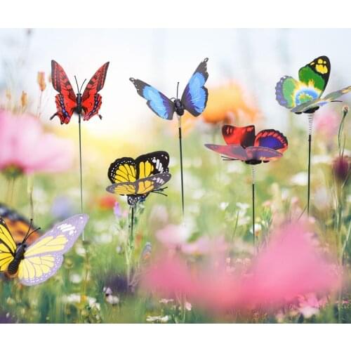10/20PCS Colourful Garden Butterflies On Sticks Miniature Fairy Garden Decoration Home Flowerpot Decor 3D Simulation Butterflies