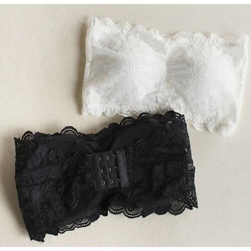 Sexy Lace Tube Top Women Seamless Bra With Padded Underwear Ladies Off Shoulder Crop Top White Black Strapless Bandeau Tops